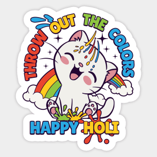 Happy Holi Cat Sticker